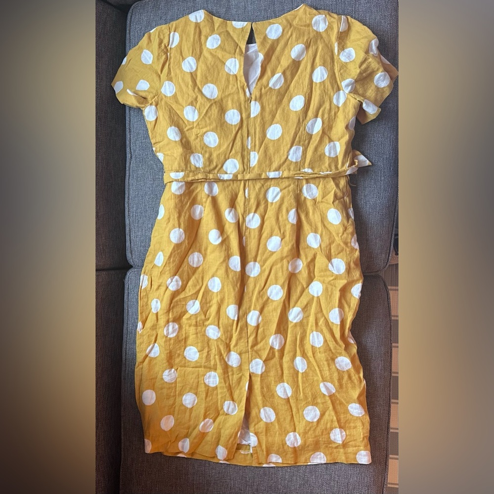 Mustard and White,Boden, polka dot dress, size 16/18US